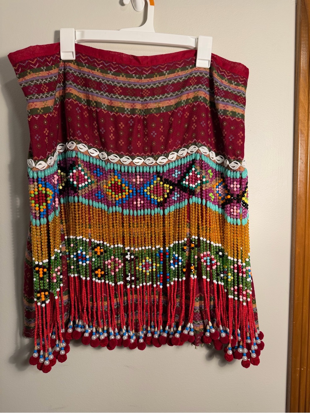 Rare Vintage Mizo Thihni Puan Beaded Skirt – Handwoven Tribal Wearable Art